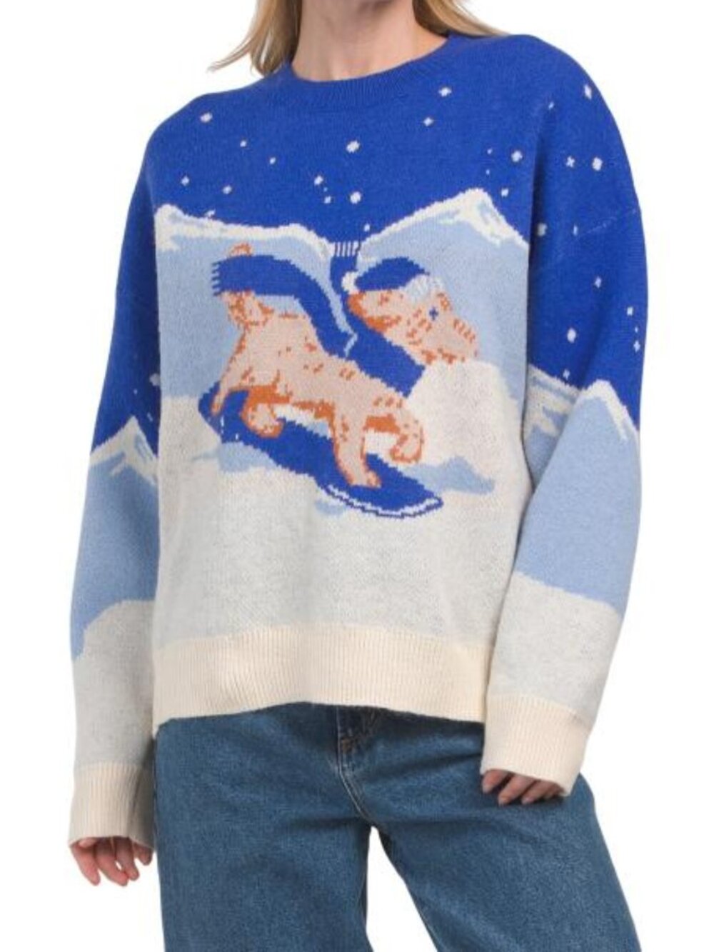 VERY J Dog Sledding With Scarf Sweater